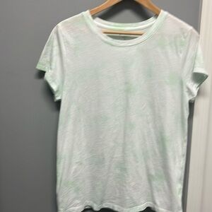 Athleta White and Green Tie Dye Tee